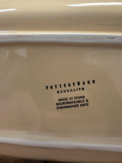 Yellow oval platter underside stamp: PotteryBarn Sausalito, made in China