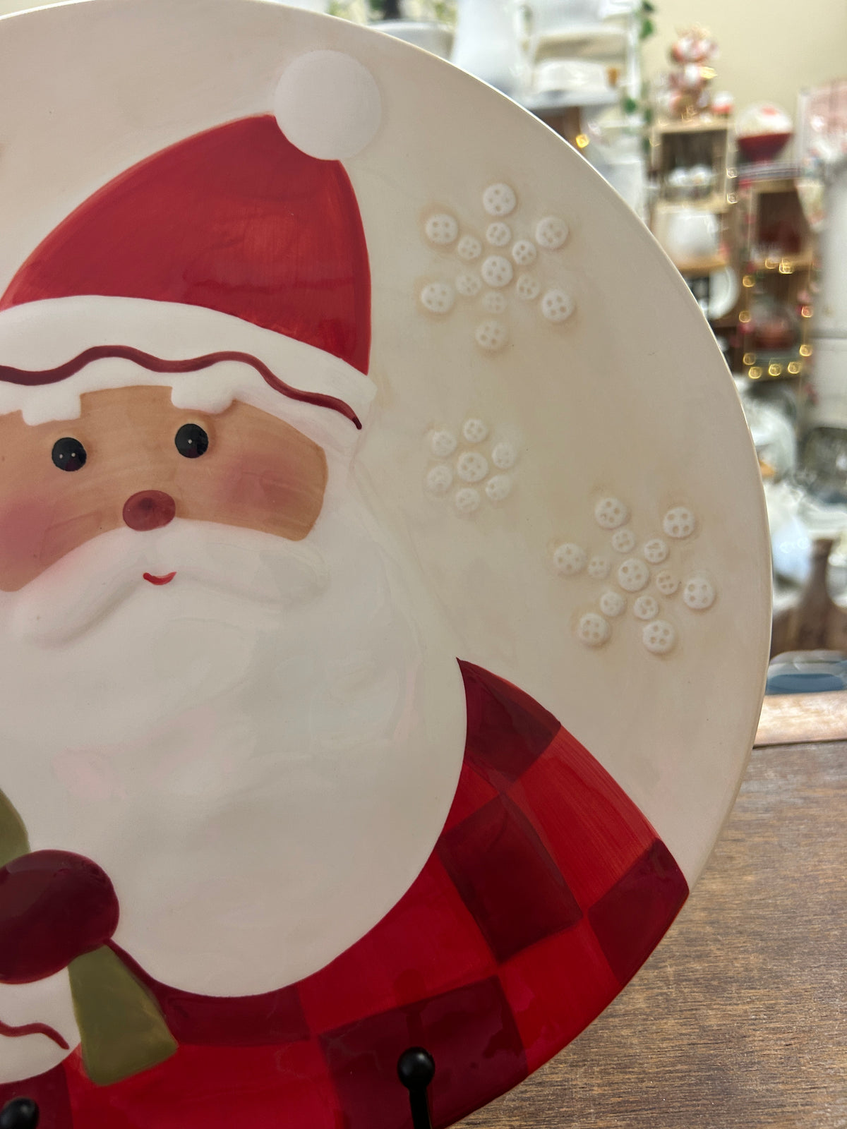 Red Green White Hallmark Santa Platter, 10 1/2"