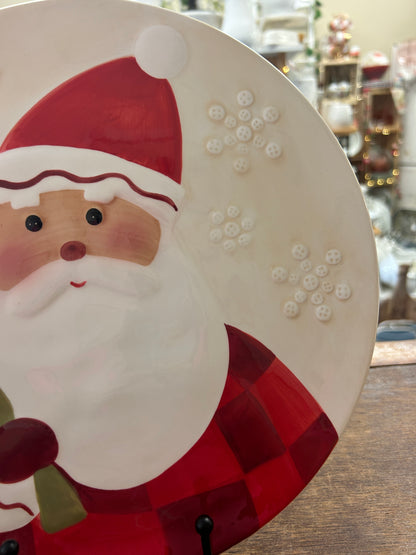 Red Green White Hallmark Santa Platter, 10 1/2"