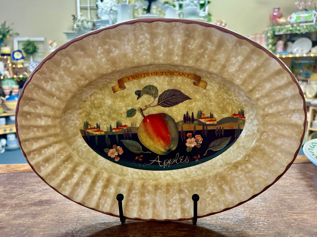 Multicolor Ceramica Due Torri Apple Oval Bowl Italy, 11 3/4"