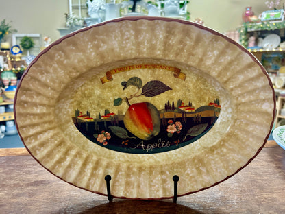 Multicolor Ceramica Due Torri Apple Oval Bowl Italy, 11 3/4"