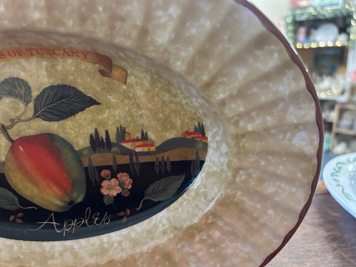 Multicolor Ceramica Due Torri Apple Oval Bowl Italy, 11 3/4"