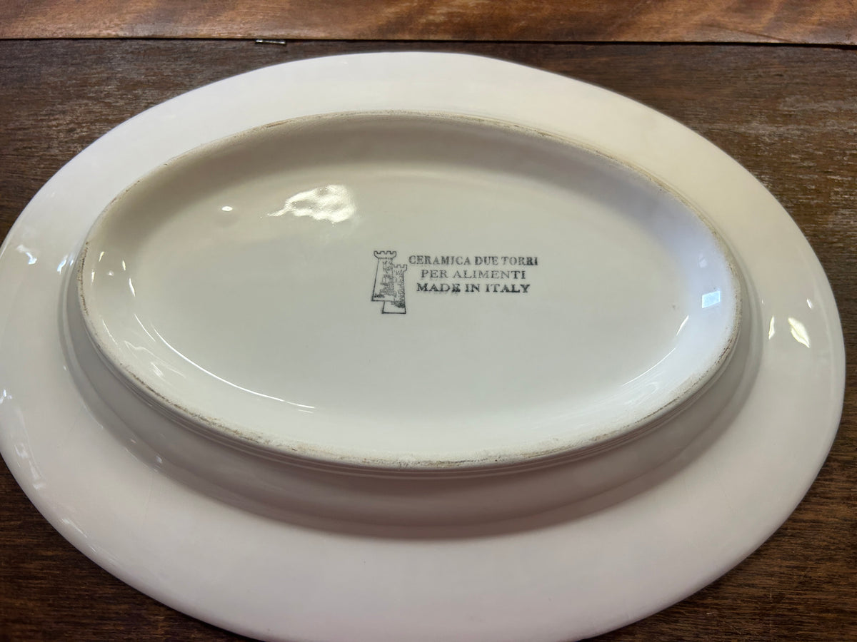 Multicolor Ceramica Due Torri Apple Oval Bowl Italy, 11 3/4"