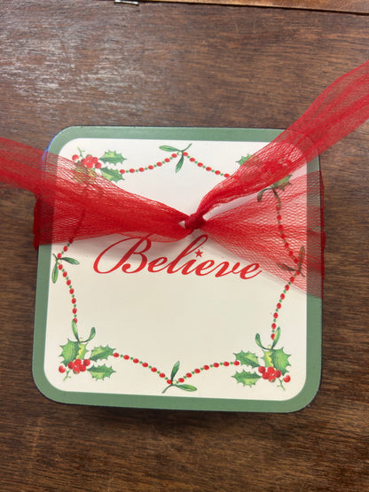 Red Green White Pimpernel Believe Coasters 6 pcs, 4"