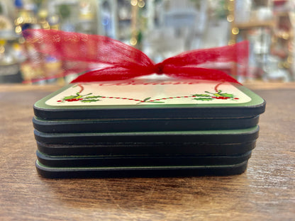 Red Green White Pimpernel Believe Coasters 6 pcs, 4"