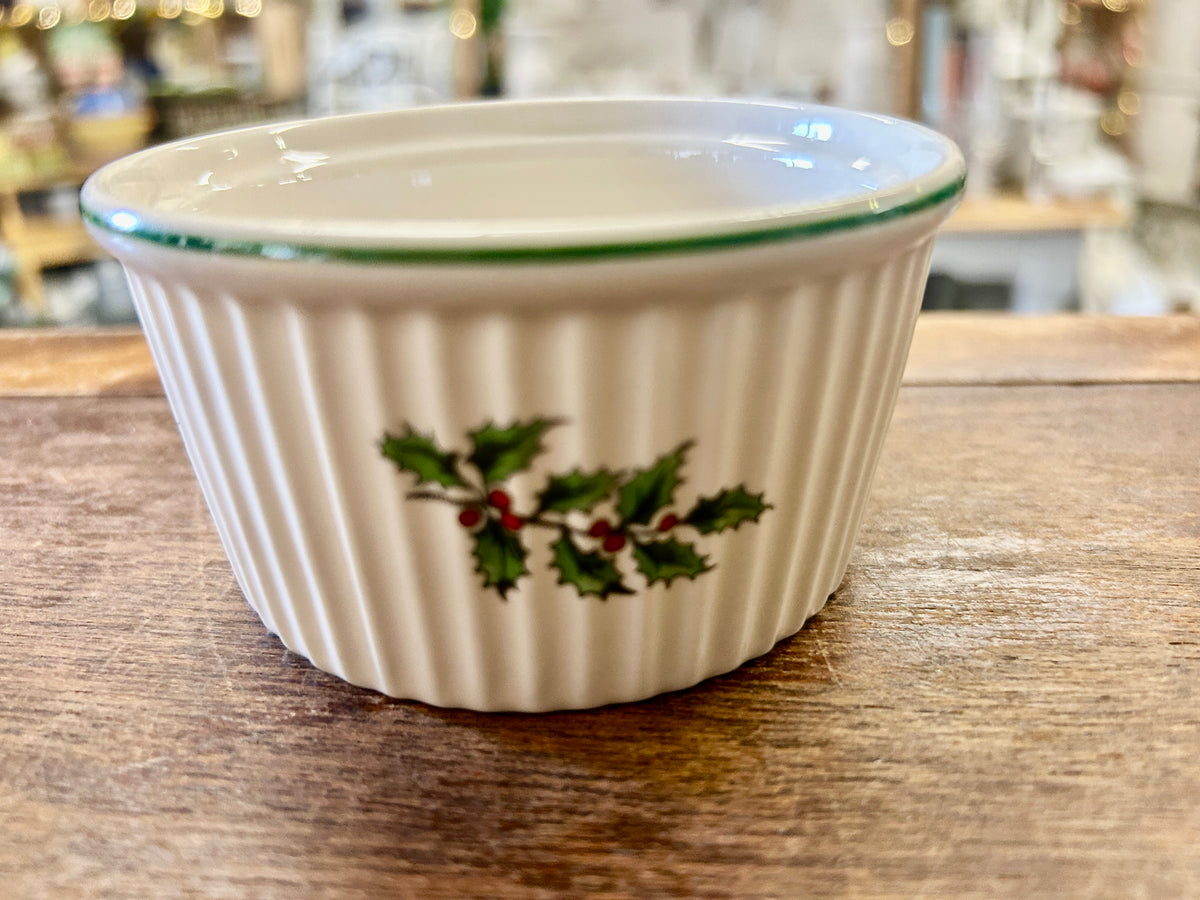 Red Green White Spode Christmas Tree Ramekin Bowl, 4"
