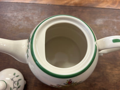 Red Green White Spode Christmas Tree 3 Pc Tea Pot, 7"