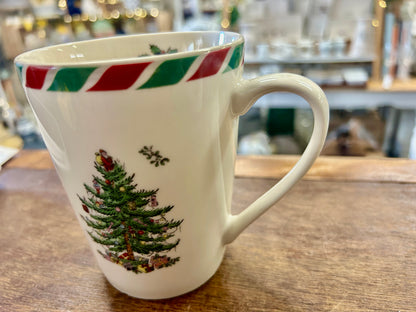 Red Green White Spode Christmas Tree Peppermint Mug, 4 1/2"