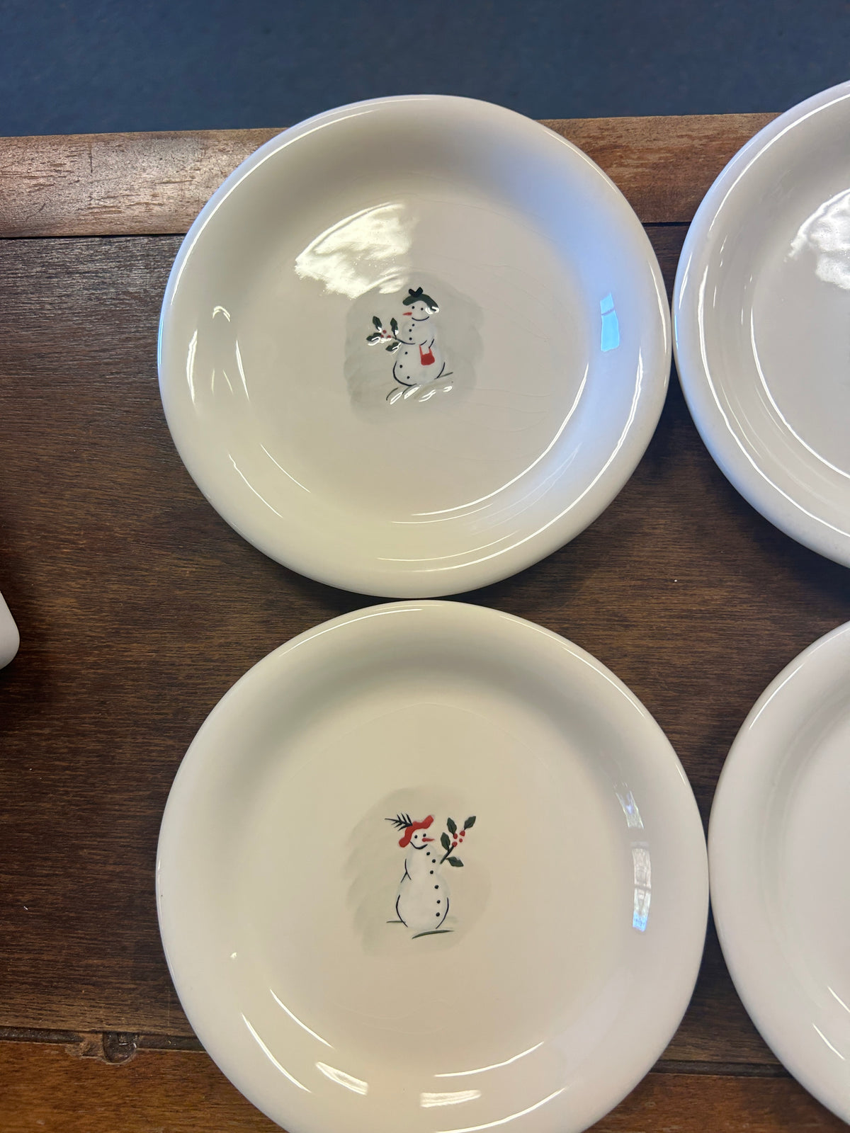 White Williams Sonoma Snowman Plates Set of 6, 6"