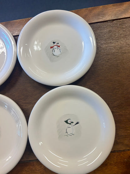 White Williams Sonoma Snowman Plates Set of 6, 6"