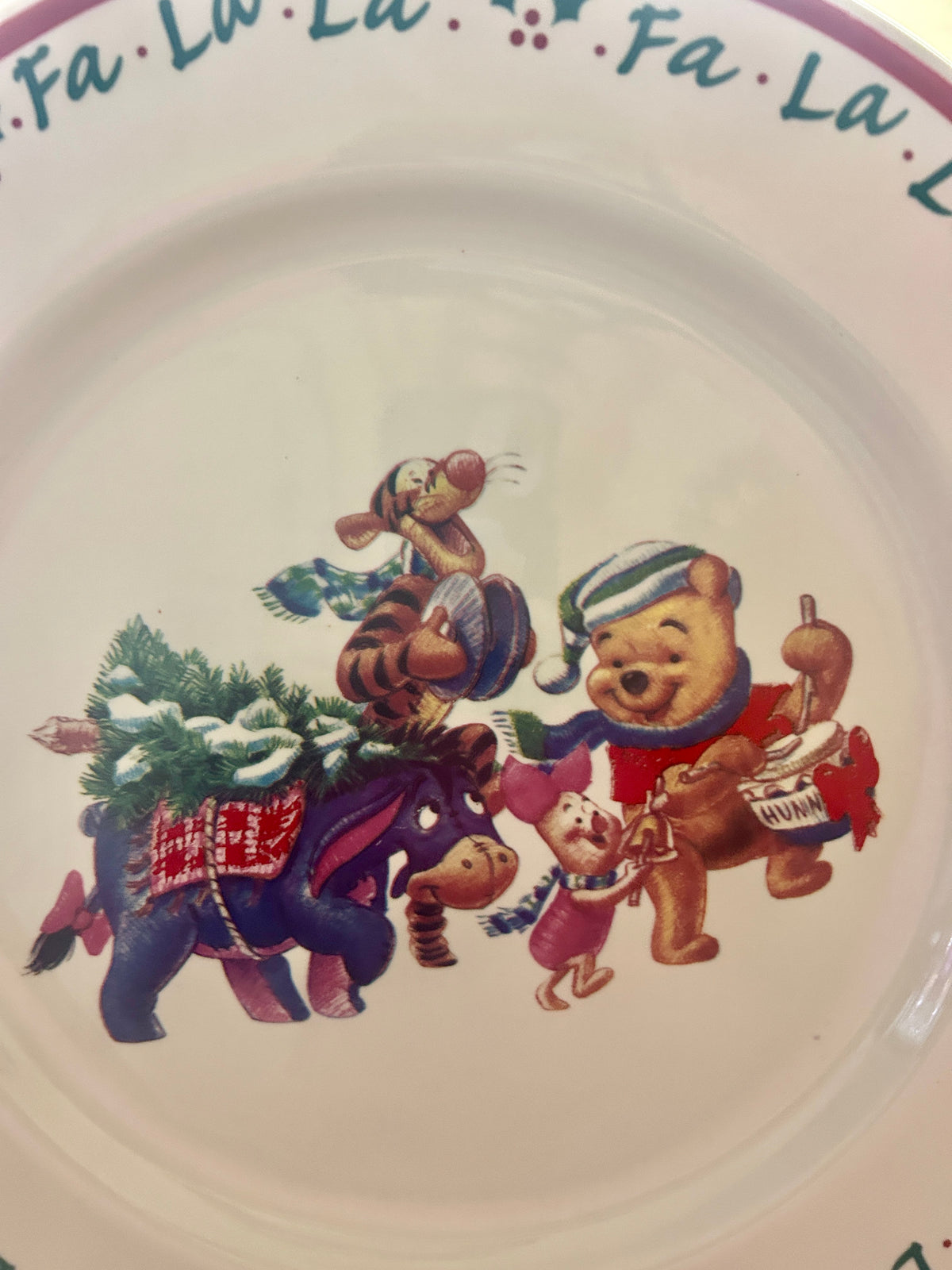 Red Green White Disney Pooh Tigger Eeyore Christmas Platter, 13 1/4"