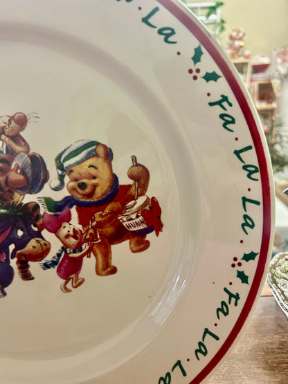 Red Green White Disney Pooh Tigger Eeyore Christmas Platter, 13 1/4"