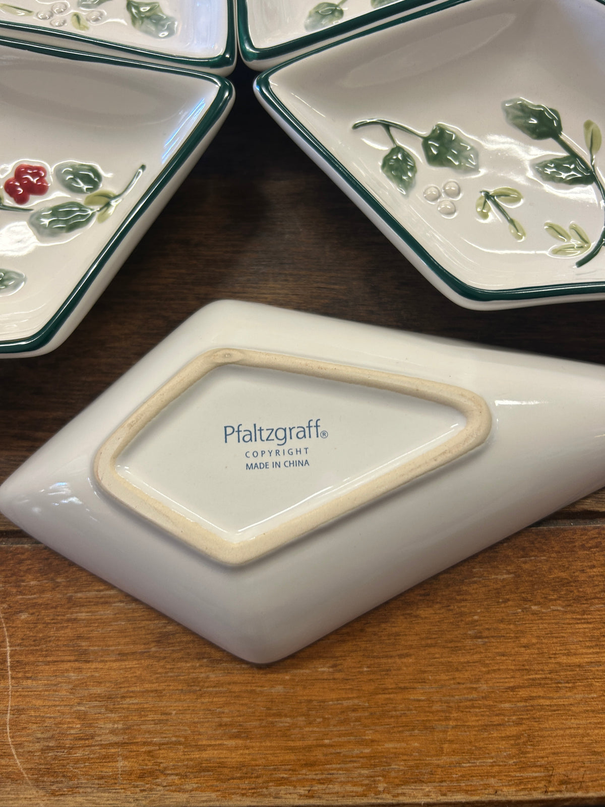 Star-shaped ceramic bowl bottom with Pfaltzgraff logo and Made in China stamp