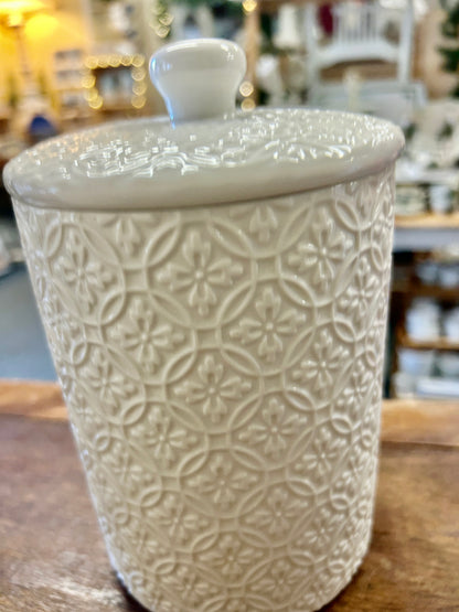 10 Strawberry Street Hampton White Canister, 6 1/2"