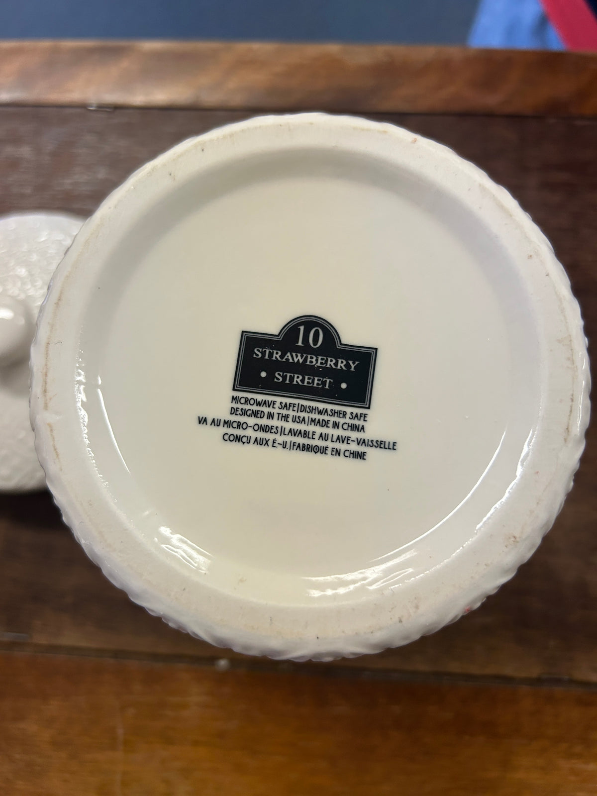 10 Strawberry Street Hampton White Canister, 6 1/2"