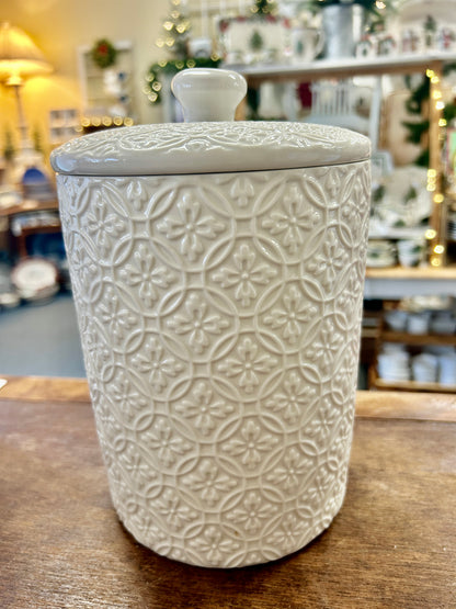 10 Strawberry Street Hampton White Canister, 9"