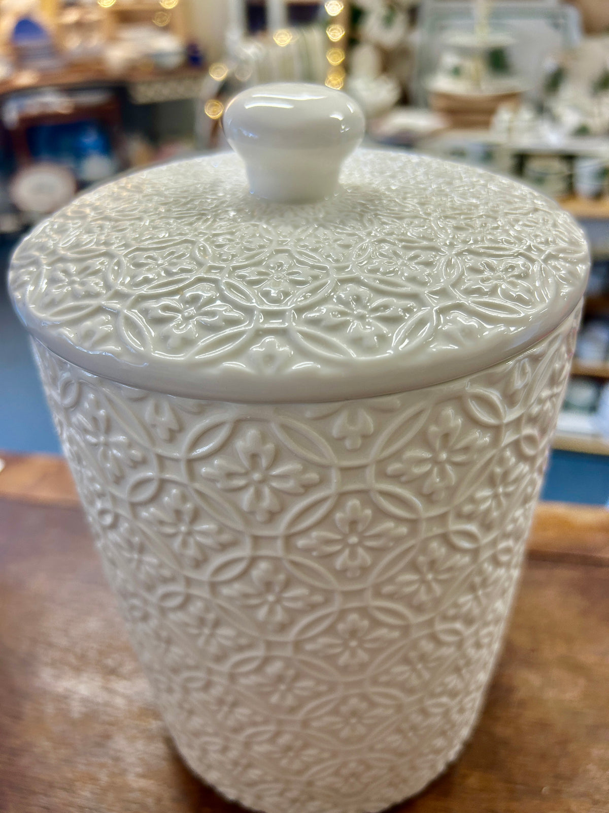 10 Strawberry Street Hampton White Canister, 9"