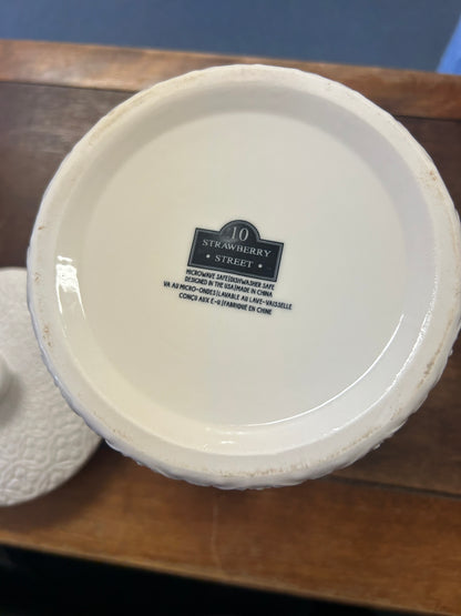 10 Strawberry Street Hampton White Canister, 9"