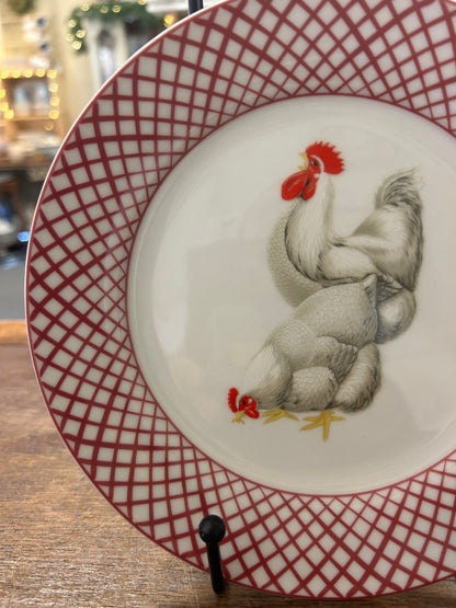 Red & White Basic Porcelana Rooster Plate, 7 1/2"