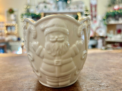 Cream Lenox Merry Lights Santa Candleholder, 3 1/2"