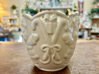 Cream Lenox Merry Lights Santa Candleholder, 3 1/2"