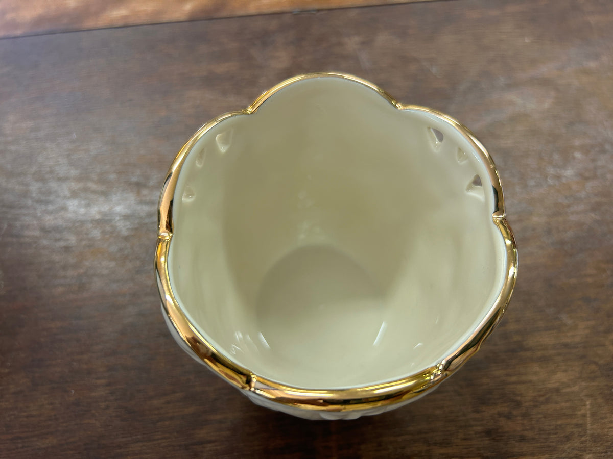 Cream Lenox Merry Lights Santa Candleholder, 3 1/2"
