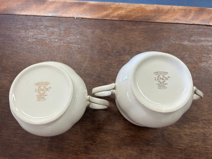 Cream Lenox Courtyard Gold Sugar & Creamer, 5"