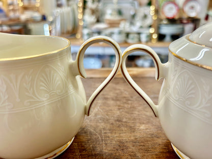 Cream Lenox Courtyard Gold Sugar & Creamer, 5"