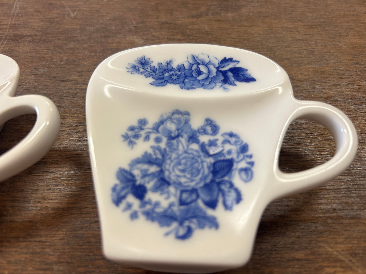 Blue & White Spode Blue Room Garden Tea Bag Holders 2, 3 1/4"