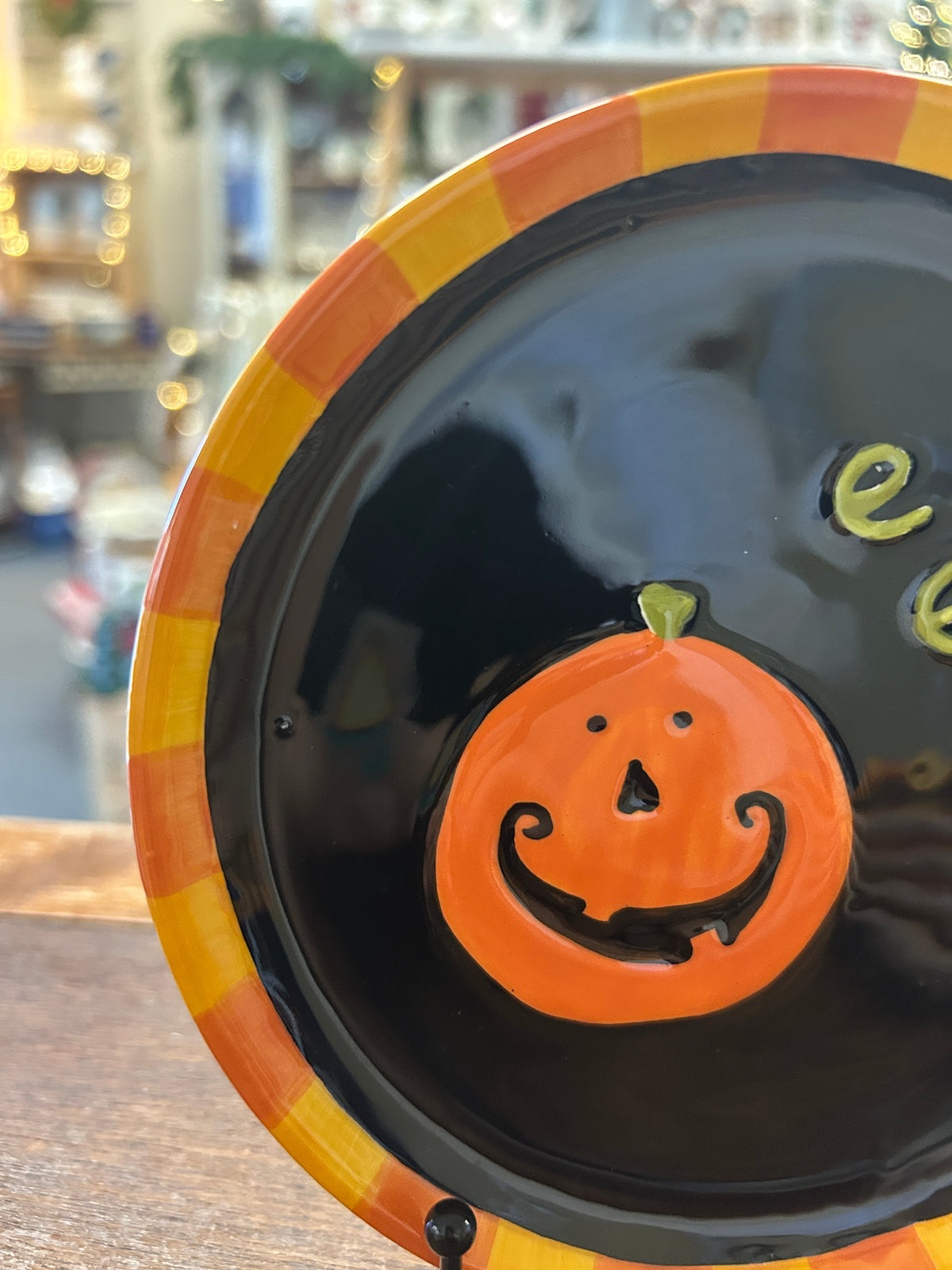 Orange & Black Nantucket Halloween Eek Plate, 5 3/4"