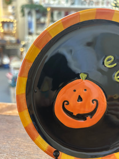Orange & Black Nantucket Halloween Eek Plate, 5 3/4"