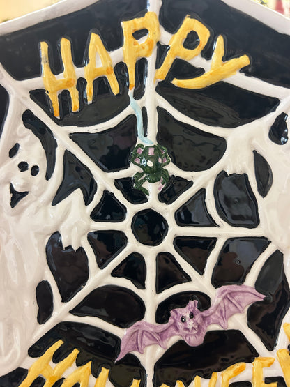 Black & White Nantucket Halloween Ghost Plate, 8 3/4"