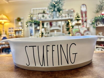 White Rae Dunn STUFFING Baker Casserole, 11"