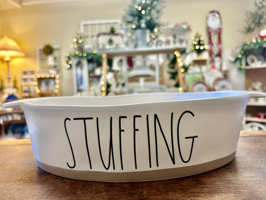 White Rae Dunn STUFFING Baker Casserole, 11"
