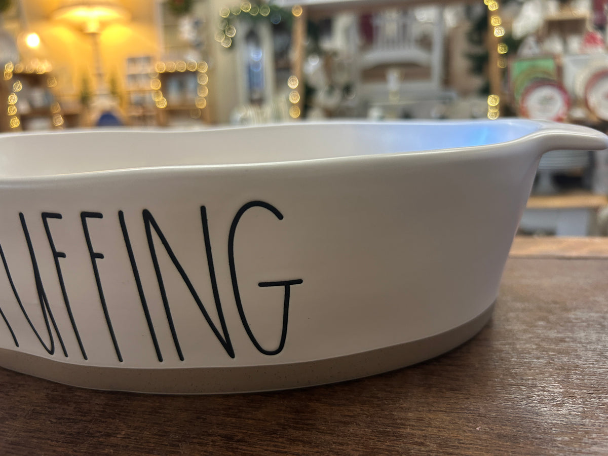 White Rae Dunn STUFFING Baker Casserole, 11"