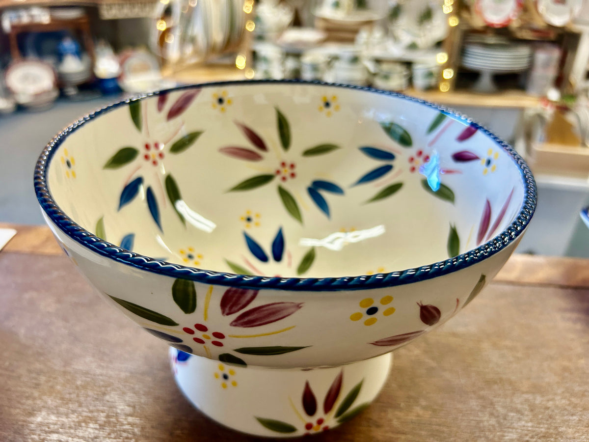 Multicolor Temptations Old World Pedestal Bowl, 8 3/4"