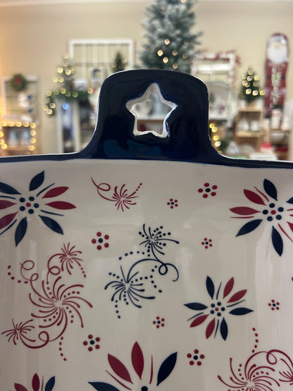 Red White Blue Temptations Patriotic Rectangle Platter, 16 1/4"