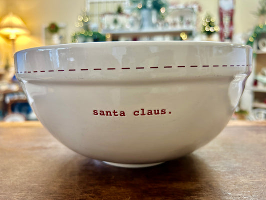 White Rae Dunn SANTA CLAUS Serving Bowl, 10"