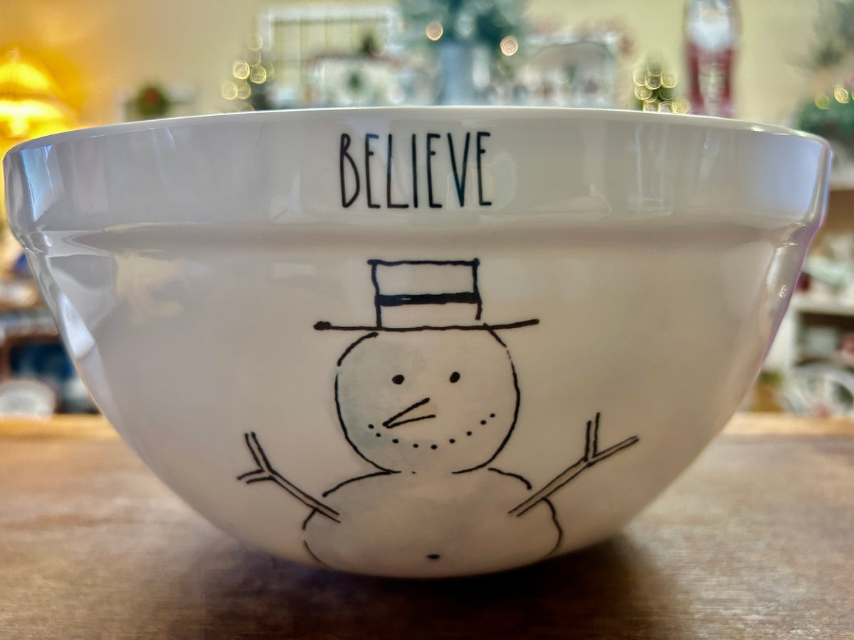 White Rae Dunn Christmas Melamine 3 Nesting, 10"