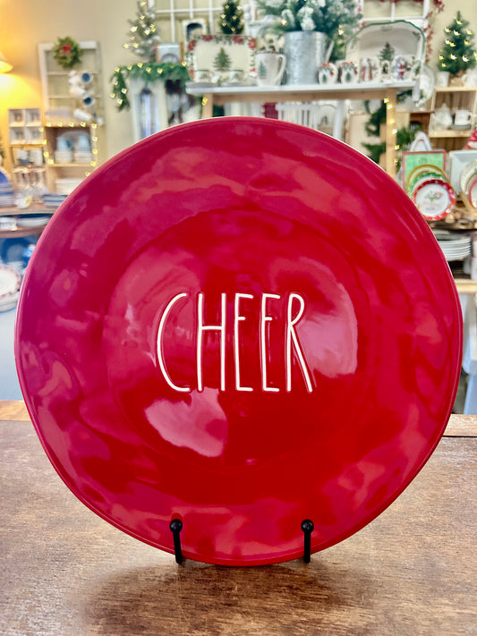 Rae Dunn CHEER Red Dinner Plate, 11"