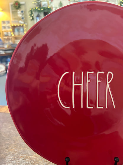 Rae Dunn CHEER Red Dinner Plate, 11"