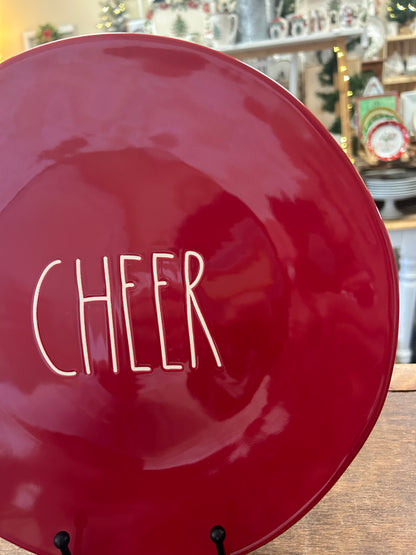 Rae Dunn CHEER Red Dinner Plate, 11"