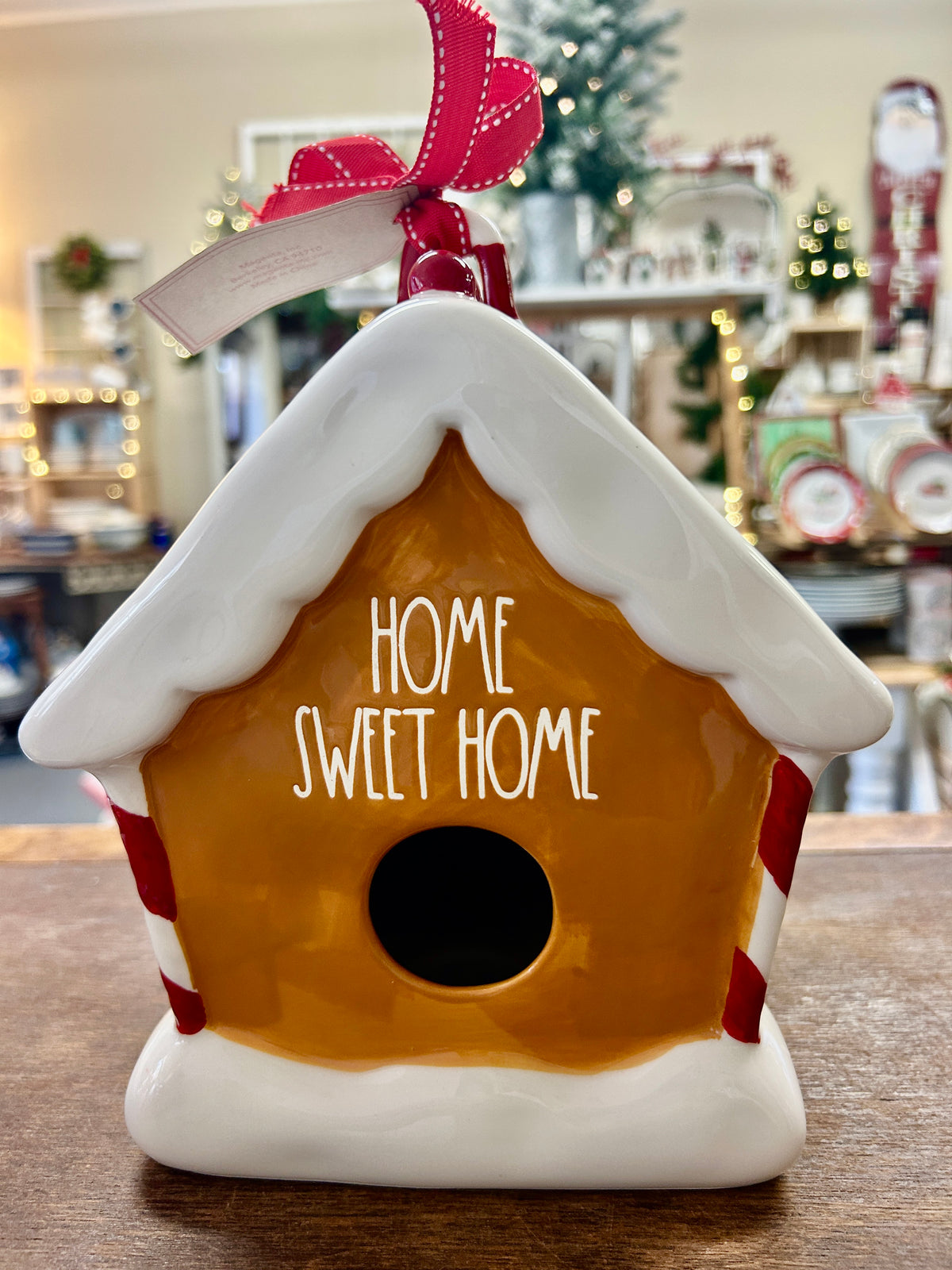 Brown Rae Dunn NEW Gingerbread Bird House, 8 1/2"