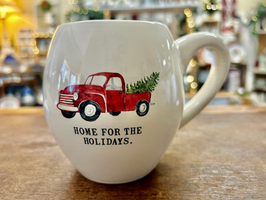 Red Green White Rae Dunn Home For The Holidays Mug, 4 1/2"