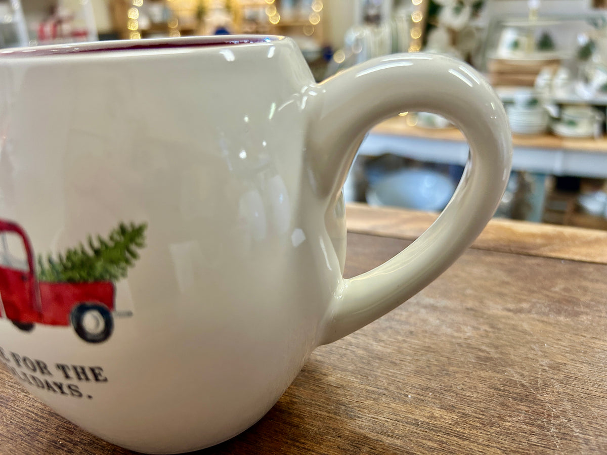 Red Green White Rae Dunn Home For The Holidays Mug, 4 1/2"