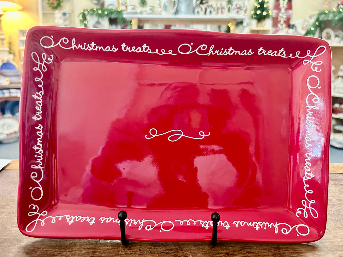 Red Hallmark Christmas Treats Red Platter, 11"