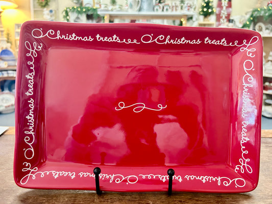 Red Hallmark Christmas Treats Red Platter, 11"