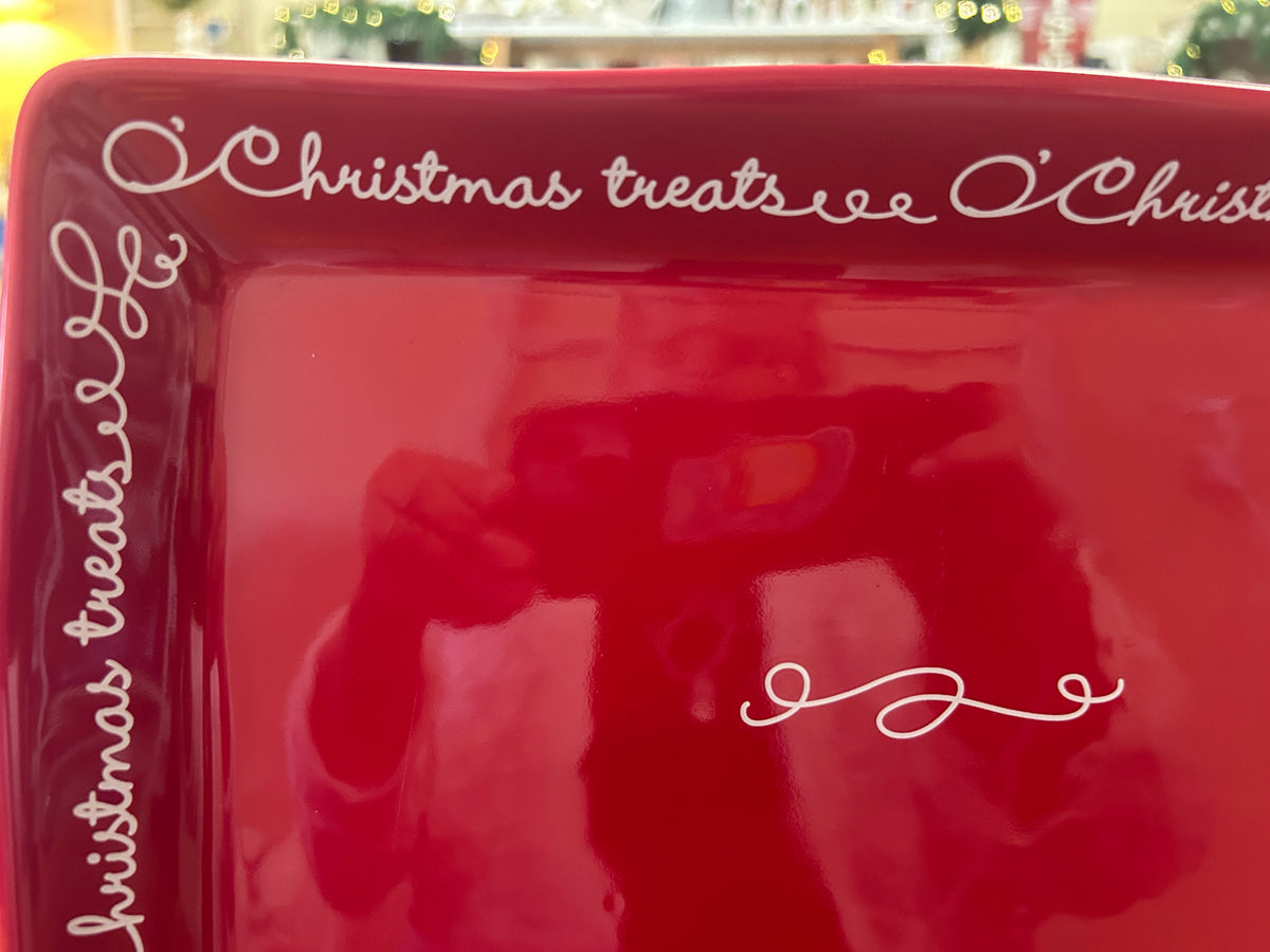 Red Hallmark Christmas Treats Red Platter, 11"