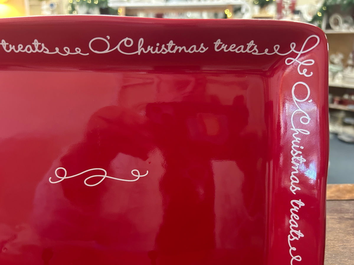 Red Hallmark Christmas Treats Red Platter, 11"