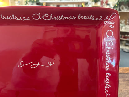 Red Hallmark Christmas Treats Red Platter, 11"
